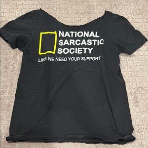 Black Graphic Tee with Yellow and White Print